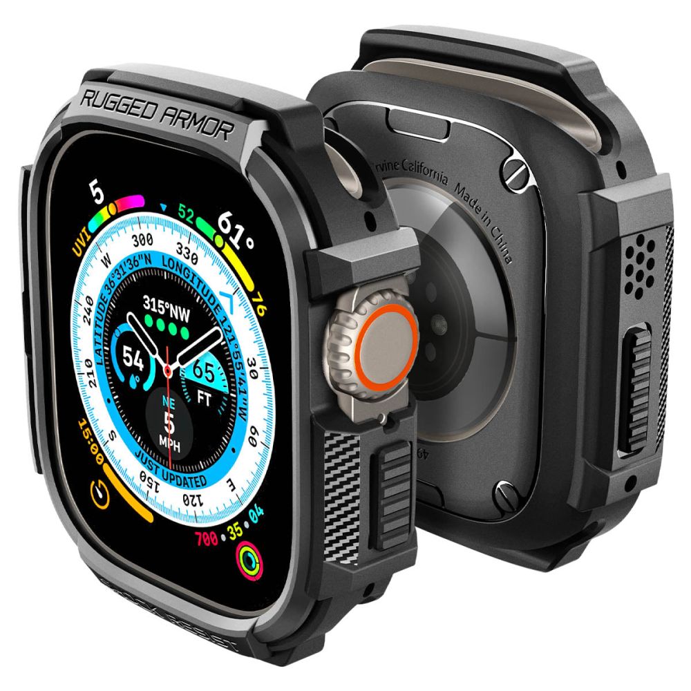 Dėklas Spigen Rugged Armor Apple Watch Ultra 1 / 2 (49 mm), matinis juodas