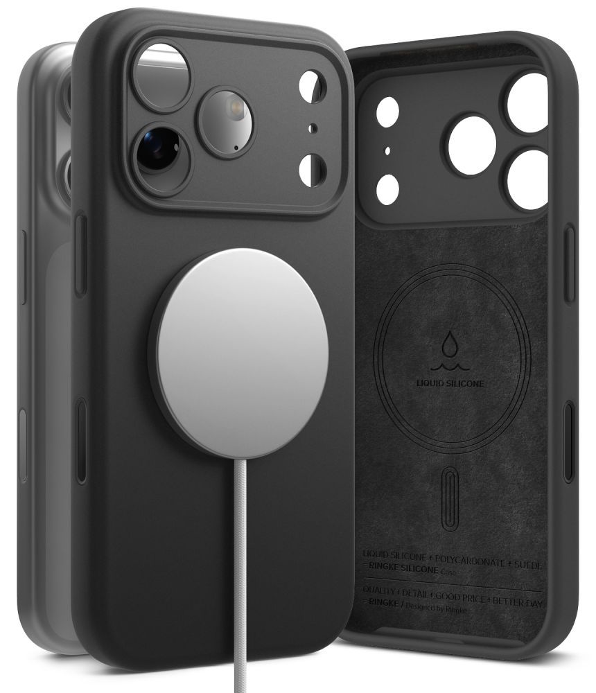 Dėklas Ringke Silicone Magnetic MagSafe iPhone 17 Pro Max / 18 Pro Max, juodas