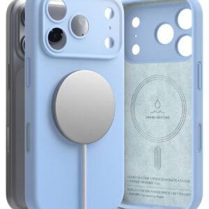 Dėklas Ringke Silicone Magnetic MagSafe iPhone 18 Pro Max, šviesiai mėlynas