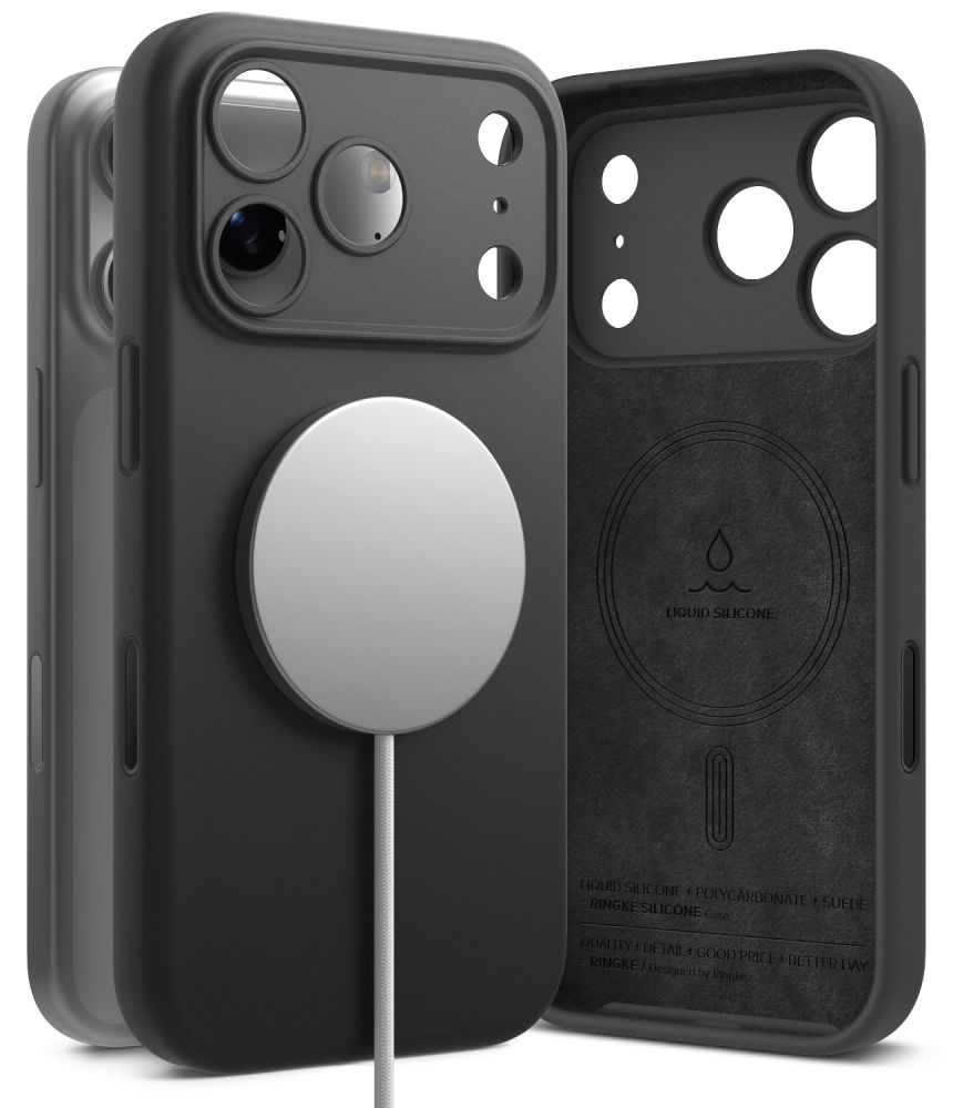Dėklas Ringke Silicone Magnetic MagSafe iPhone 17 Pro / 18 Pro, juodas