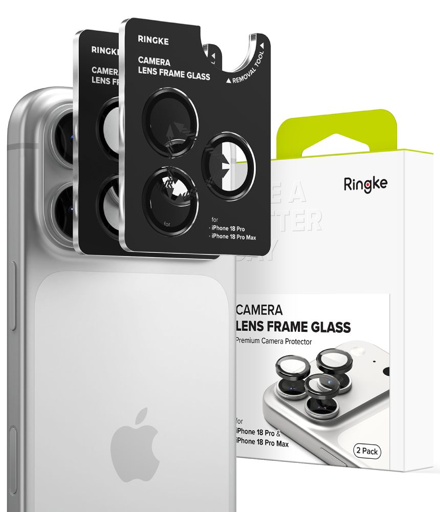 Kameros apsauginis stiklas Ringke Camera Frame Protector iPhone 18 Pro / 18 Pro Max, 2 vnt., juodas