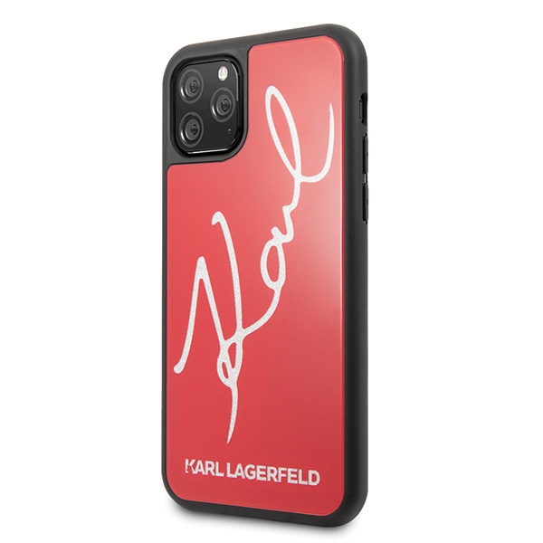 Karl Lagerfeld blizgus dėklas iPhone 11 Pro – raudonas