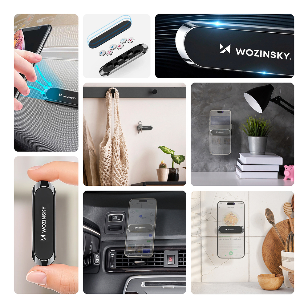 Wozinsky WMH-01 magnetinis automobilinis laikiklis prietaisų skydeliui, juodas