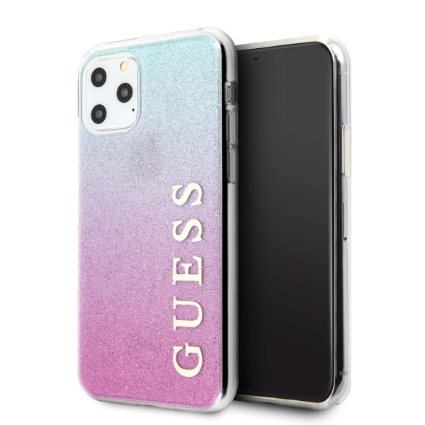 Guess Glitter Gradient dėklas iPhone 11 Pro Max – rožinė/mėlyna