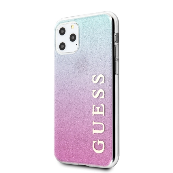 Guess Glitter Gradient dėklas iPhone 11 Pro Max – rožinė/mėlyna