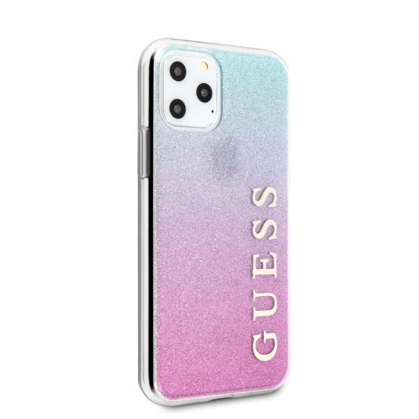 Guess Glitter Gradient dėklas iPhone 11 Pro Max – rožinė/mėlyna