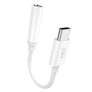 Dudao garso adapterio ausinių adapteris nuo C tipo USB iki mini lizdo 3,5 mm baltas (L16CPro baltas)
