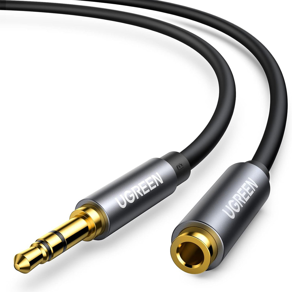 Ugreen AV118 10592 kabelis 3.5 mm mini jack (male) / 3.5 mm mini jack (female) 1m - sidabrinis
