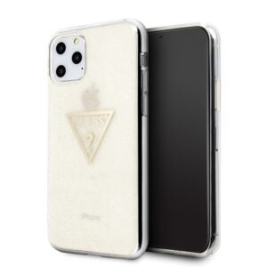 Guess dėklas iPhone 11 Pro – auksinis, Glitter Triangle
