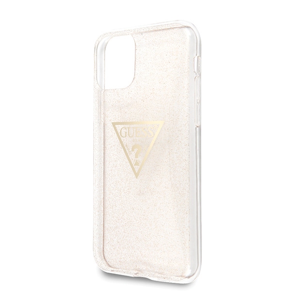 Guess dėklas iPhone 11 Pro – auksinis, Glitter Triangle