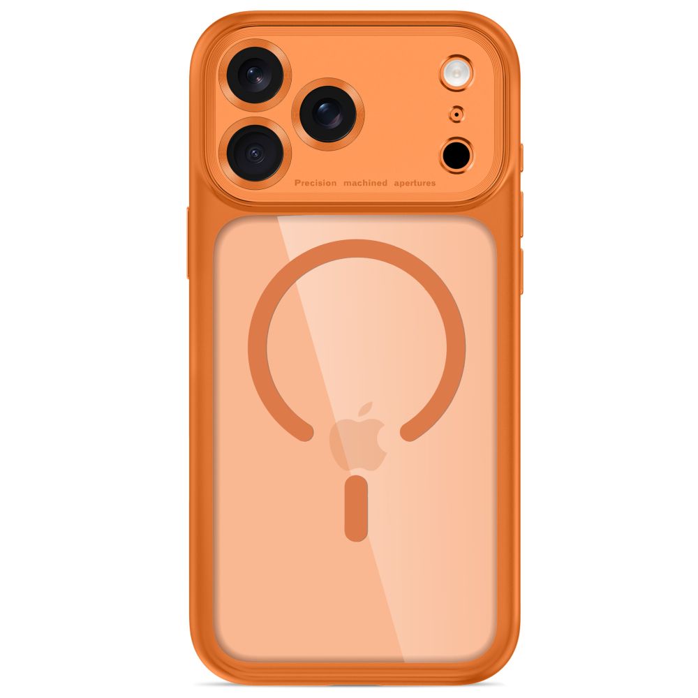Dėklas Tech-Protect MagPeak MagSafe CC iPhone 17 Pro Max / 18 Pro Max, kosminis oranžinis/skaidrus
