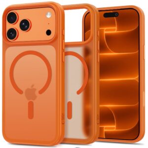Dėklas Tech-Protect Magmat MagSafe CC iPhone 17 Pro Max / 18 Pro Max, matinis kosminis oranžinis