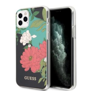 Guess dėklas iPhone 11 Pro – juodas, gėlių motyvas