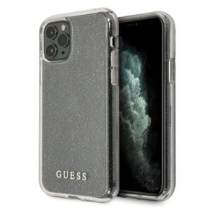 Guess dėklas iPhone 11 Pro – sidabrinis su blizgučiais