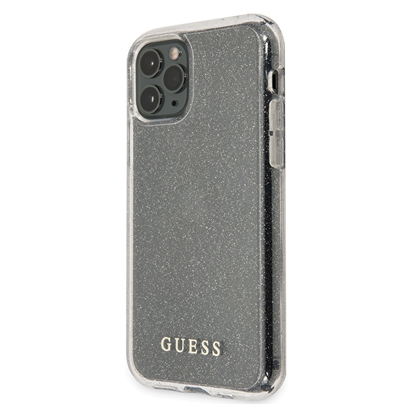 Guess dėklas iPhone 11 Pro – sidabrinis su blizgučiais