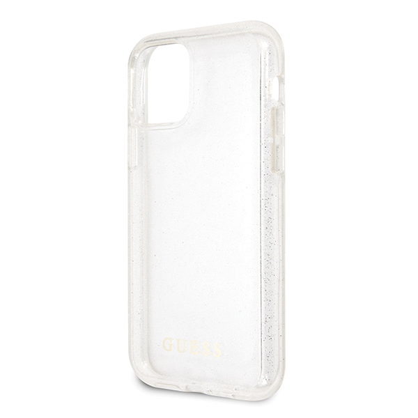 Guess dėklas iPhone 11 Pro – sidabrinis su blizgučiais