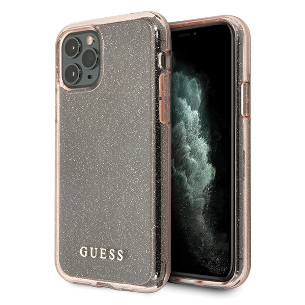Guess Glitter dėklas iPhone 11 Pro Max – rožinis