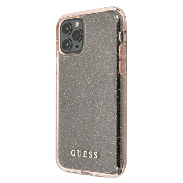 Guess Glitter dėklas iPhone 11 Pro Max – rožinis