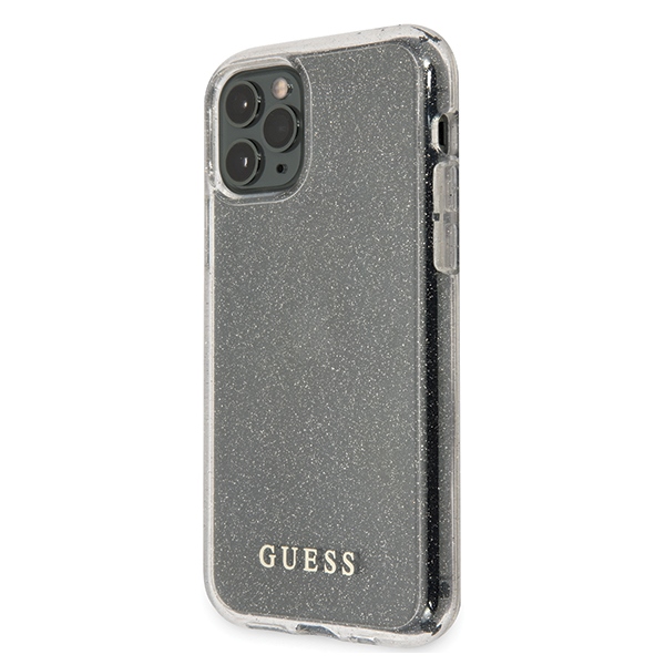Guess dėklas iPhone 11 Pro Max – sidabrinis, blizgus