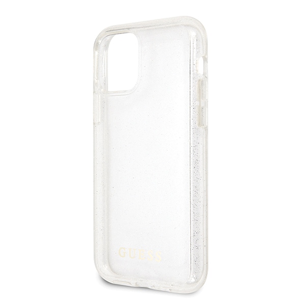 Guess dėklas iPhone 11 Pro Max – sidabrinis, blizgus