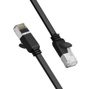 Ugreen plokščias internetinis tinklo kabelis Ethernet jungtis RJ45 Cat 6 UTP 1000 Mbps 2 m juodas (50185)
