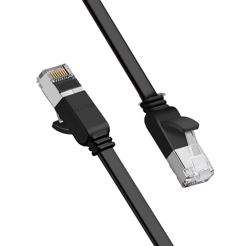 Ugreen plokščias internetinis tinklo kabelis Ethernet jungtis RJ45 Cat 6 UTP 1000 Mbps 2 m juodas (50185)