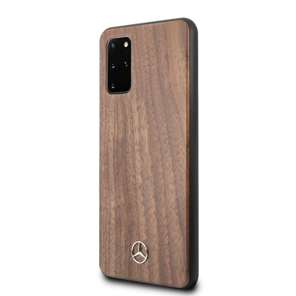 Mercedes-Benz Wood Line riešutmedžio dėklas Galaxy S20+ – rudas