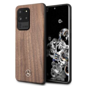 Mercedes-Benz medinis dėklas Samsung Galaxy S20 Ultra – rudas