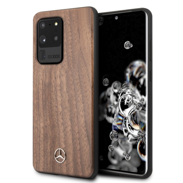 Mercedes-Benz medinis dėklas Samsung Galaxy S20 Ultra – rudas