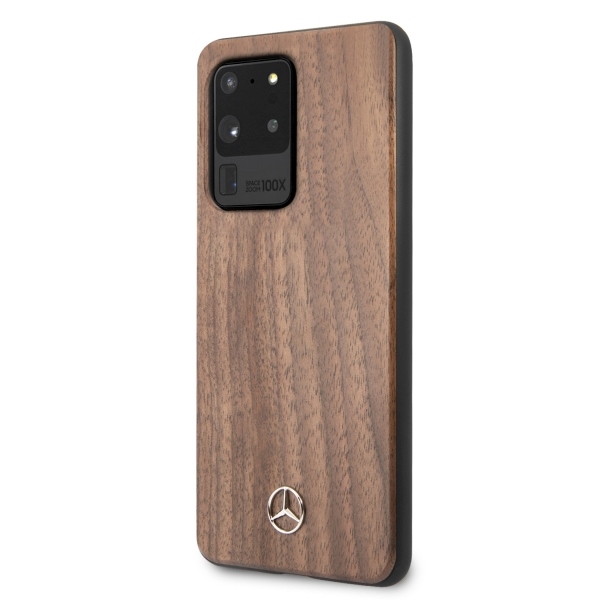 Mercedes-Benz medinis dėklas Samsung Galaxy S20 Ultra – rudas