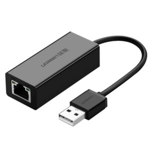 Ugreen išorinis tinklo adapteris RJ45 - USB 2.0 100 Mbps Ethernet juodas (CR110 20254)