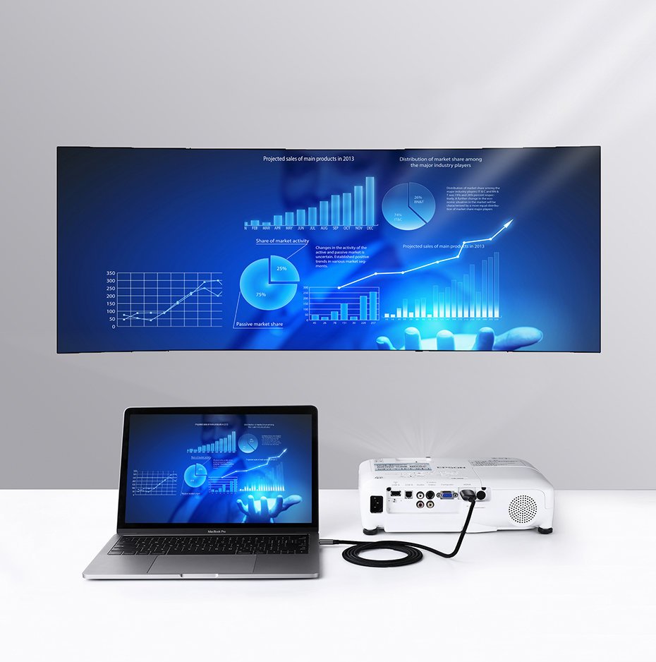 Ugreen HDMI – USB Type C kabelis 4K 60 Hz 1,5 m juodai pilkas (MM142 50570)
