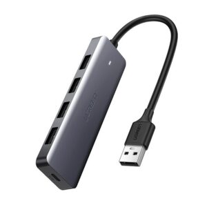 Ugreen USB HUB - 4x USB 3.2 Gen 1 su micro USB maitinimo prievadu pilkas (CM219 50985)