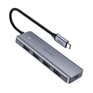Ugreen USB Type C HUB - 4x USB 3.2 Gen 1 su USB-C maitinimo prievadu pilkas (CM219 70336)