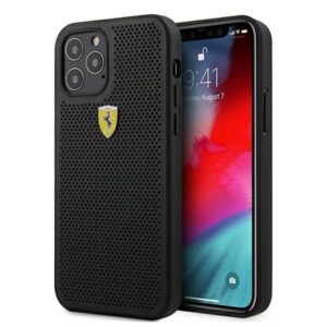 Ferrari On Track Perforated dėklas iPhone 12 Pro Max – juodas