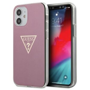 Guess dėklas iPhone 12 mini – rožinis, Metallic