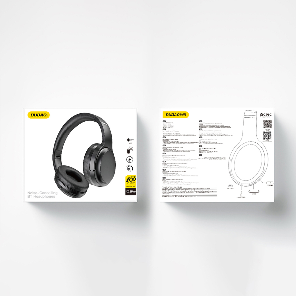 Dudao X22Pro ant ausies uždedamos belaidės Bluetooth 5.3 ausinės – juodos