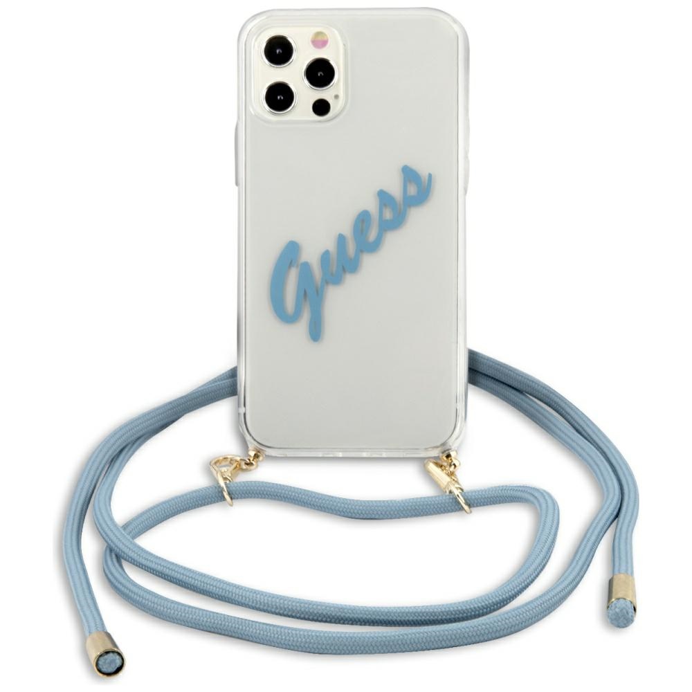 Guess Vintage dėklas iPhone 12 Pro Max – mėlynas