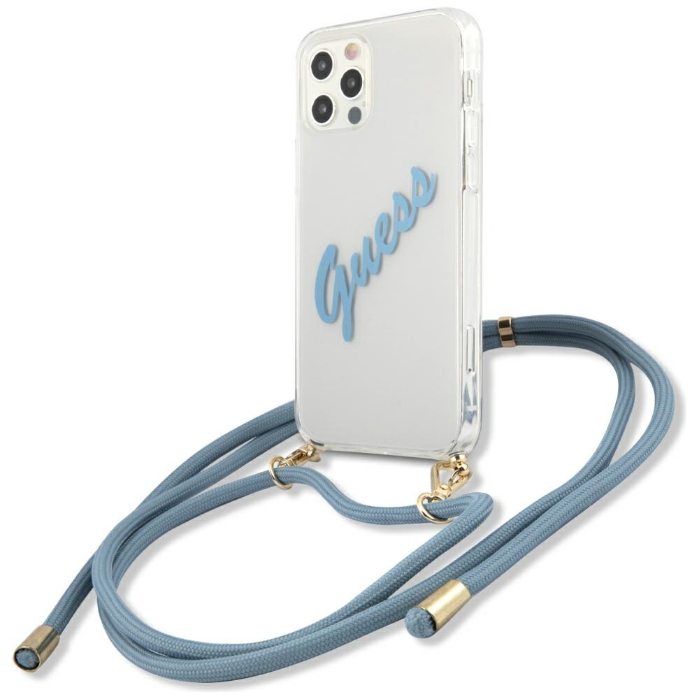 Guess Vintage dėklas iPhone 12 Pro Max – mėlynas