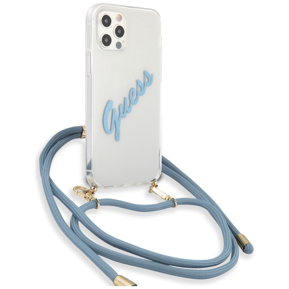Guess Vintage dėklas iPhone 12 Pro Max – mėlynas