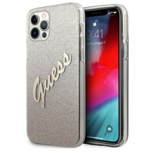 Guess dėklas iPhone 12 Pro Max – auksinis Glitter Gradient