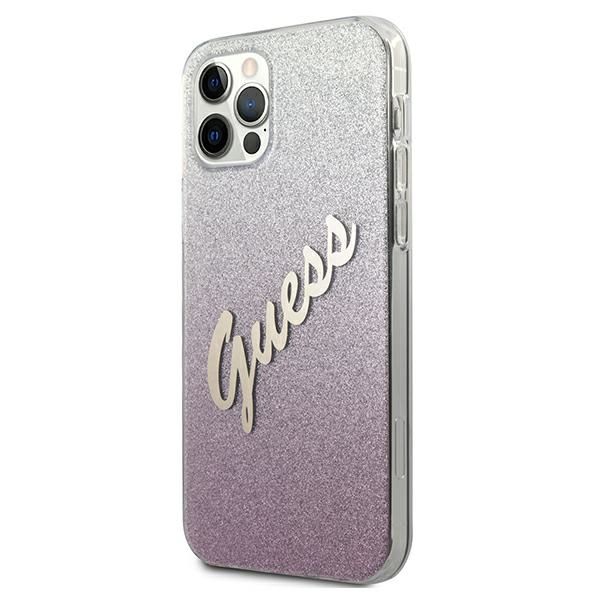 Guess Glitter Gradient dėklas iPhone 12 Pro Max – rožinis