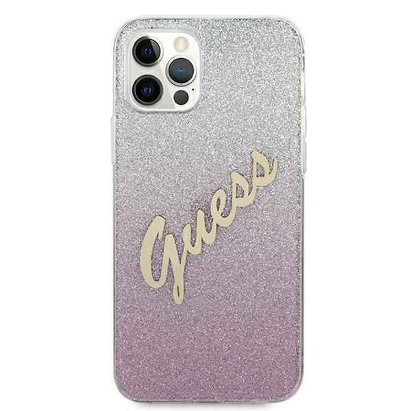 Guess Glitter Gradient dėklas iPhone 12 Pro Max – rožinis