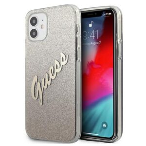 Guess Glitter Gradient dėklas iPhone 12 mini – auksinis