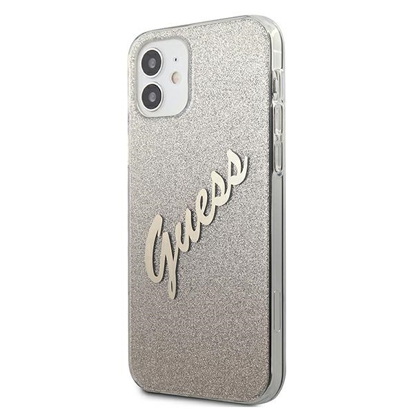 Guess Glitter Gradient dėklas iPhone 12 mini – auksinis