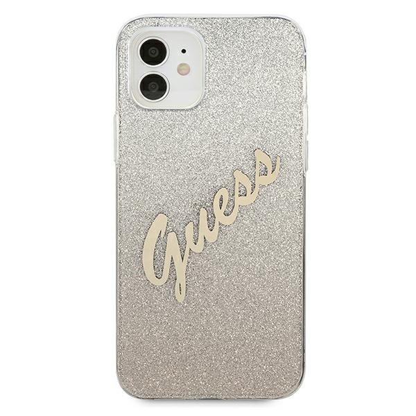 Guess Glitter Gradient dėklas iPhone 12 mini – auksinis