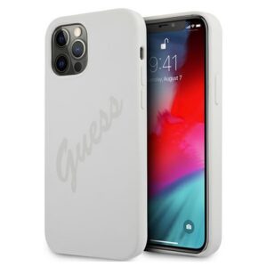 Guess silikoninis dėklas iPhone 12 Pro Max – kreminis