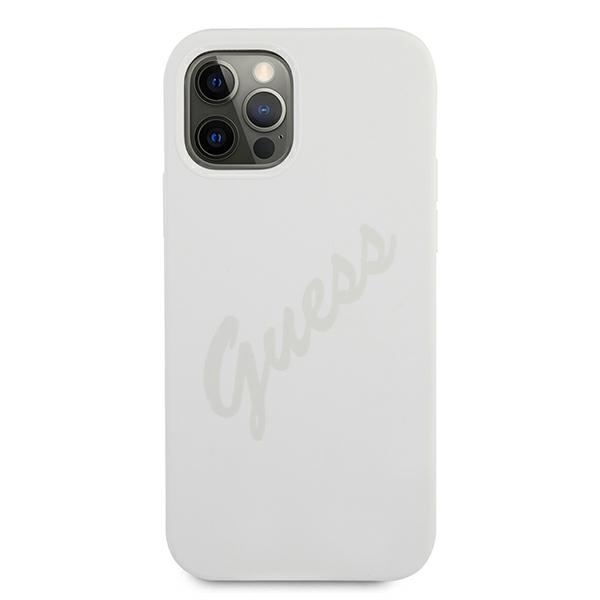 Guess silikoninis dėklas iPhone 12 Pro Max – kreminis