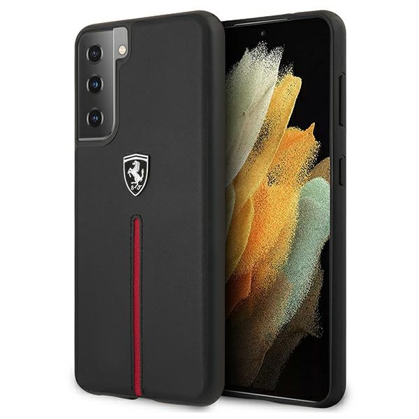 Ferrari dėklas Samsung Galaxy S21 – juodas, odinis