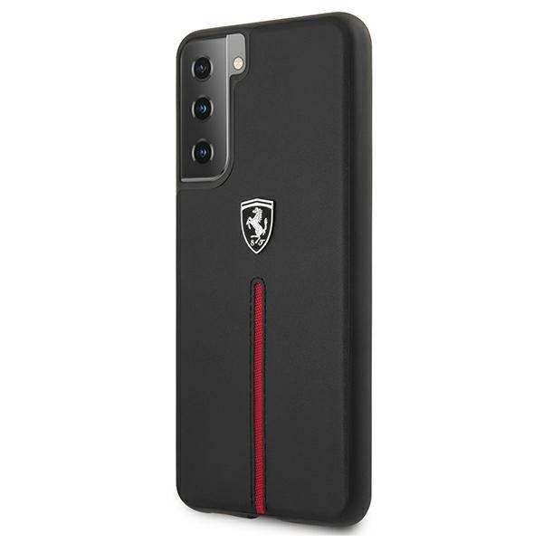 Ferrari dėklas Samsung Galaxy S21 – juodas, odinis
